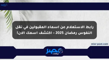 رابط الاستعلام عن أسماء المقبولين في نقل النفوس رمضان 2025 – اكتشف اسمك الآن!